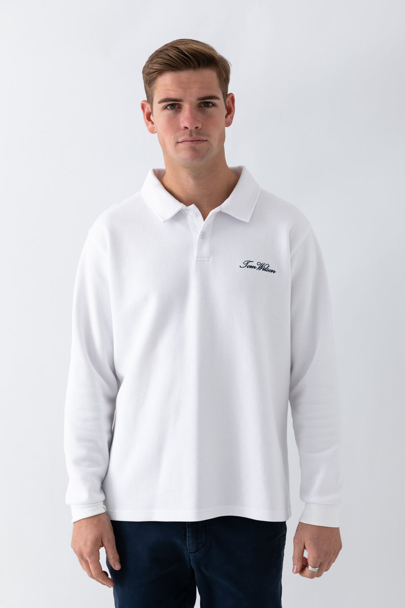 Signature Long Sleeve Polo - White