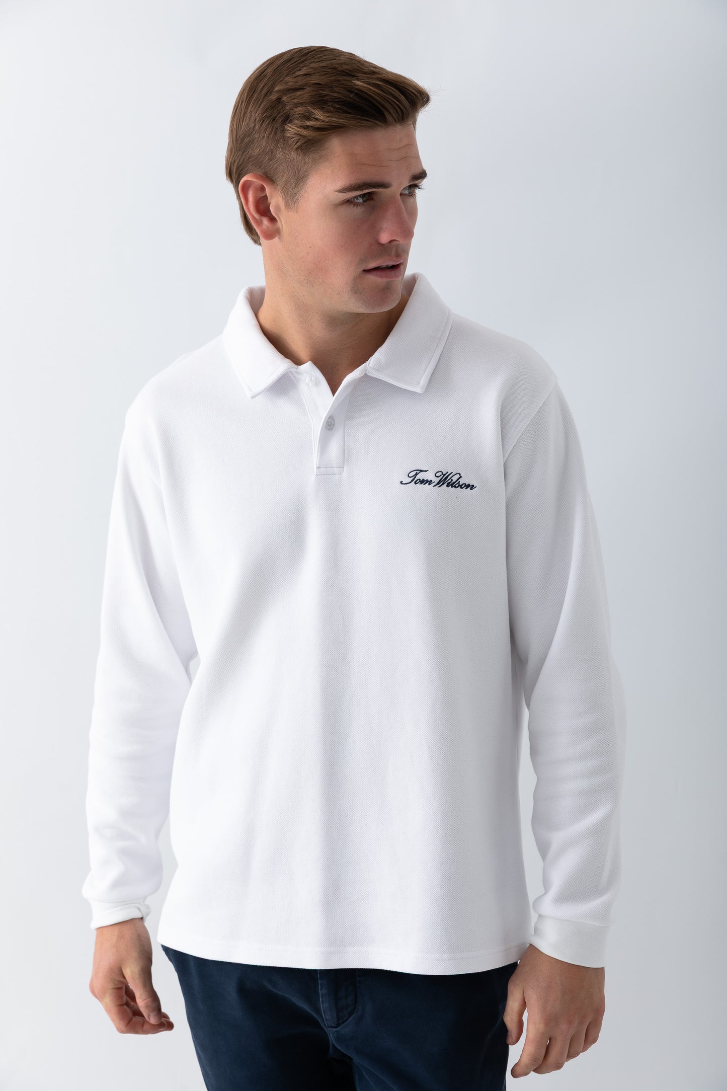 Signature Long Sleeve Polo - White