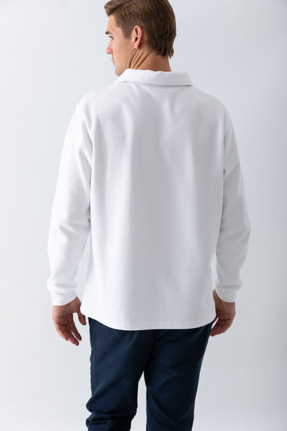 Signature Long Sleeve Polo - White
